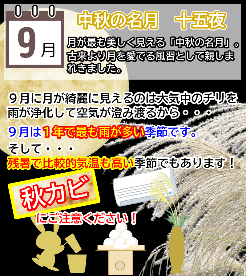 9月は秋の長雨で秋カビ注意
